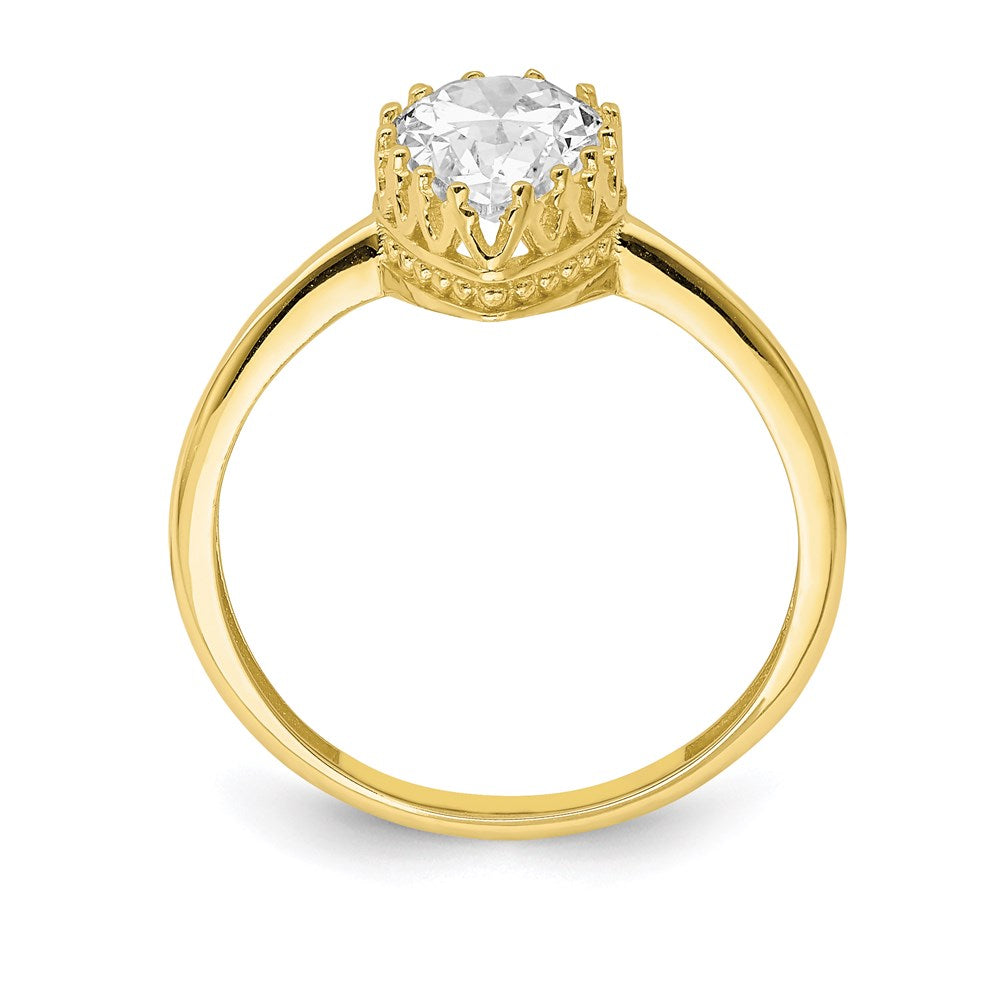 10K Yellow Gold Tiara Collection Polished Pear CZ Ring