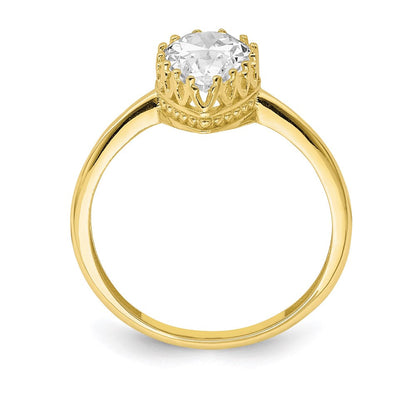 10K Yellow Gold Tiara Collection Polished Pear CZ Ring