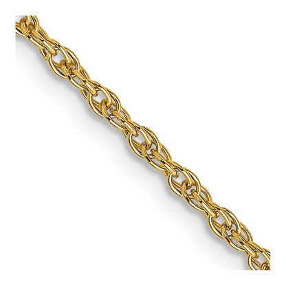 14K Yellow Gold Carded 1.55mm Cable Rope with Spring Ring Clasp Chain Necklace