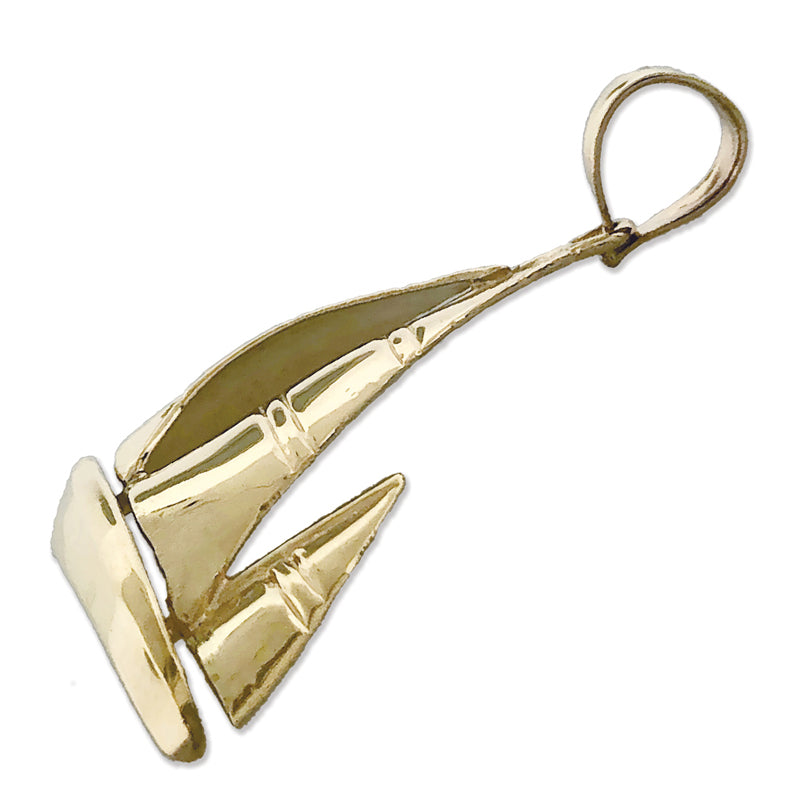 14K Gold 24MM Ketch Sailboat Pendant
