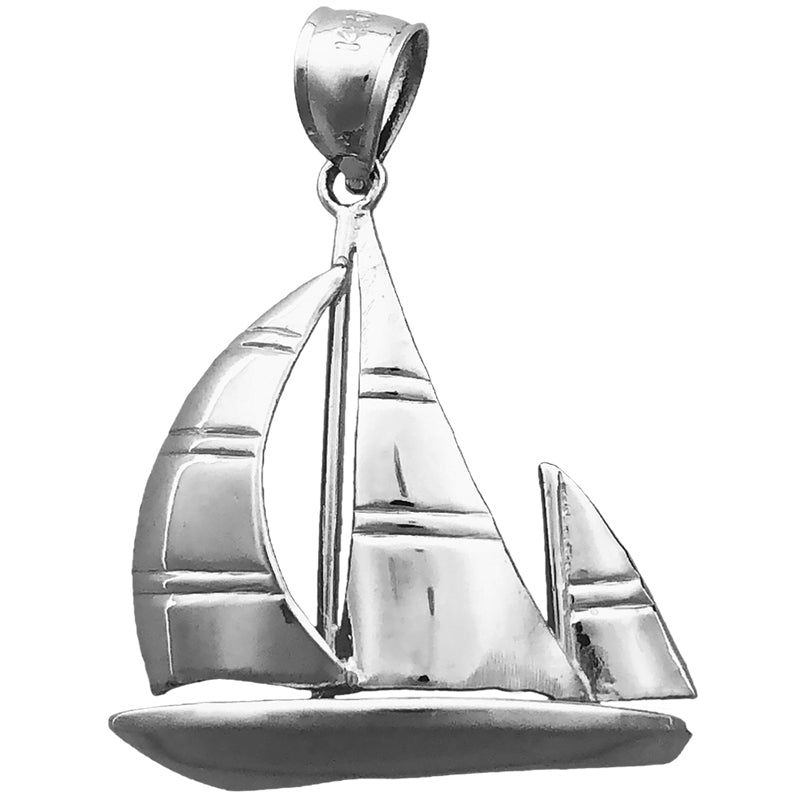 14K Gold 24MM Ketch Sailboat Pendant