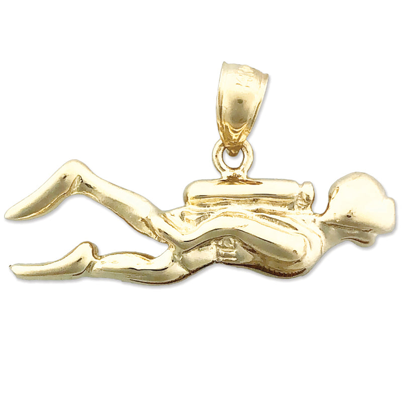 14K Gold 28MM Scuba Diver Pendant