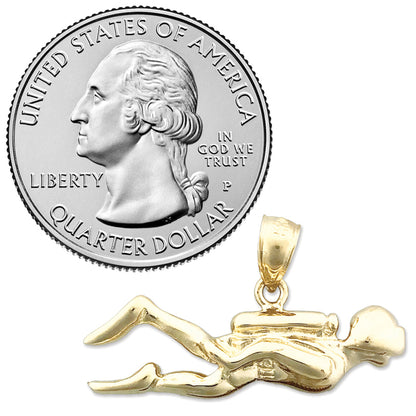 14K Gold 28MM Scuba Diver Pendant