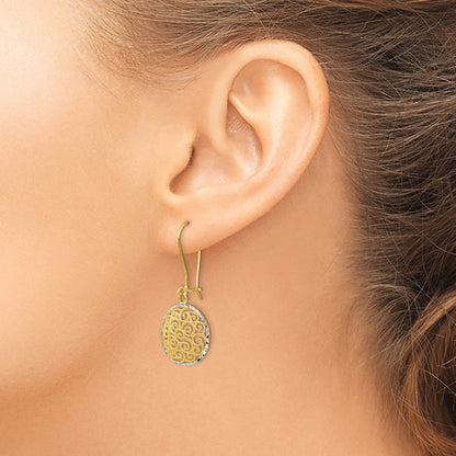 14k Two-tone Gold Filigree Dangle Earrings