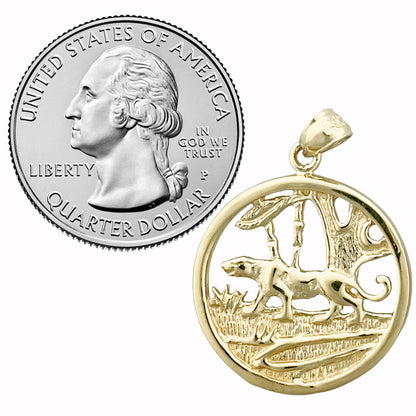 14K Gold Jaguar Pendant Medallion