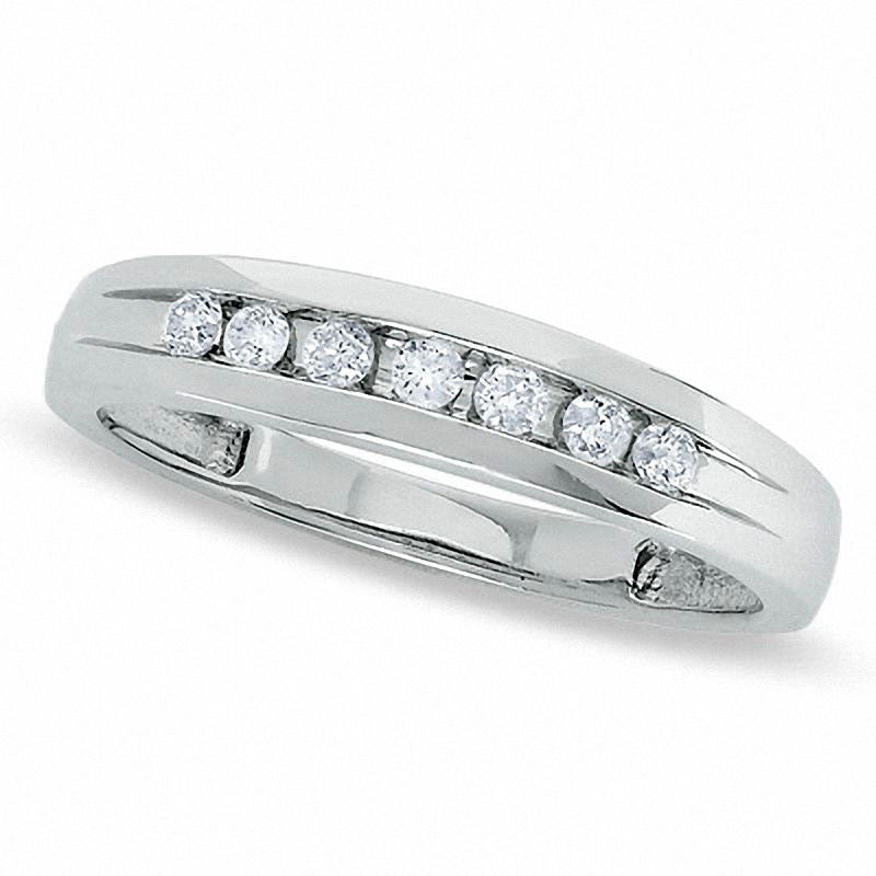 Ladies' 0.17 CT. T.W. Natural Diamond Wedding Band in Solid 10K White Gold