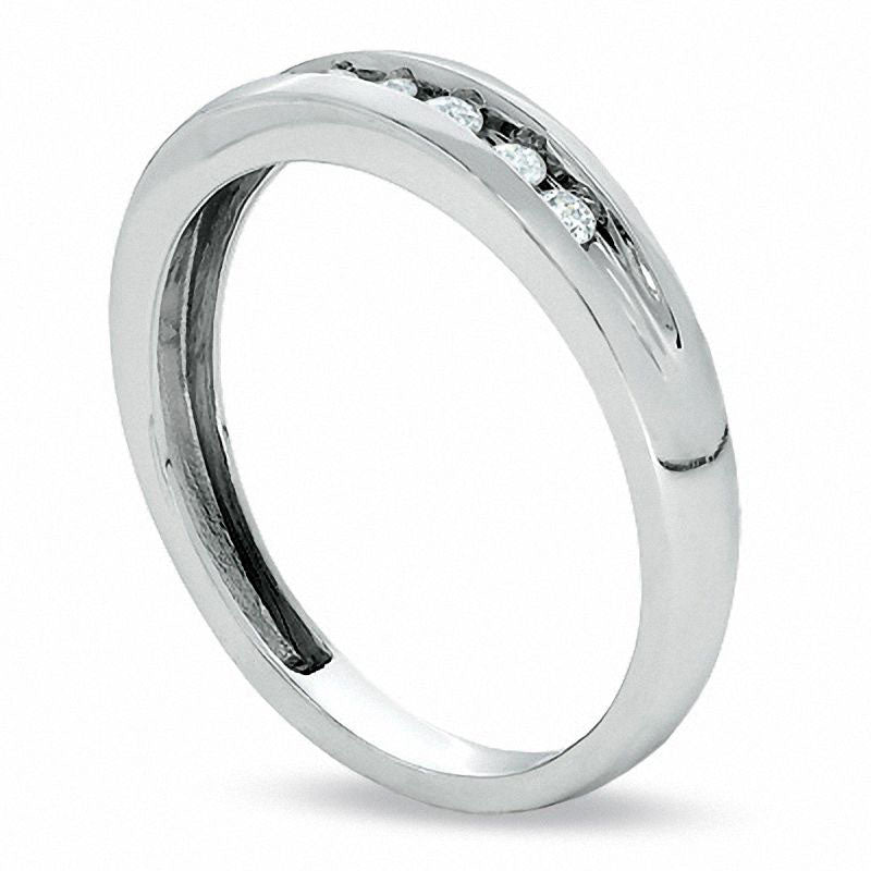 Ladies' 0.17 CT. T.W. Natural Diamond Wedding Band in Solid 10K White Gold