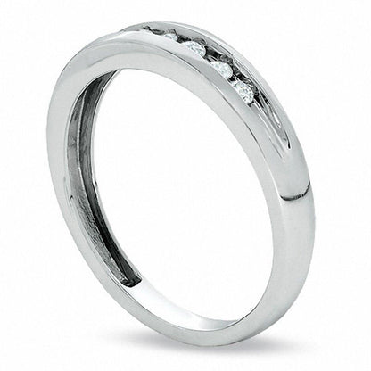 Ladies' 0.17 CT. T.W. Natural Diamond Wedding Band in Solid 10K White Gold