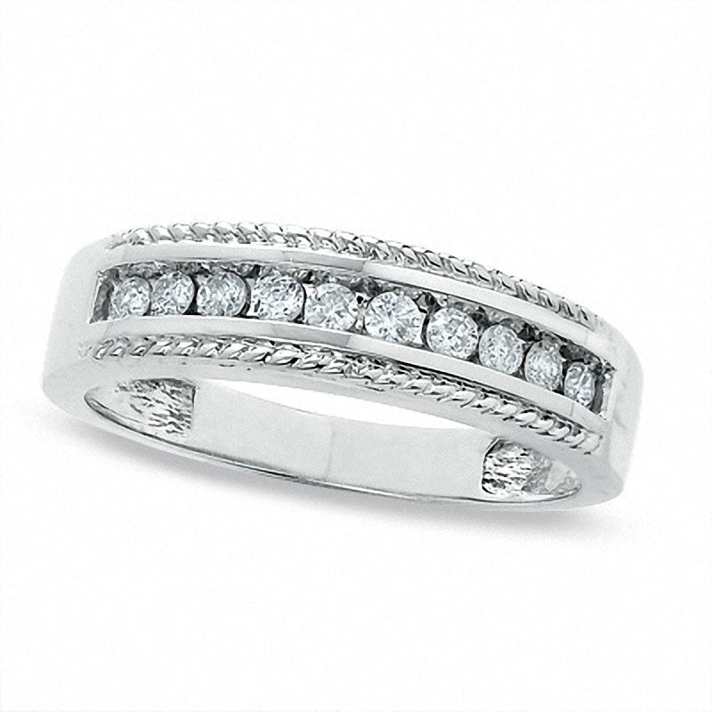 Ladies' 0.25 CT. T.W. Natural Diamond Wedding Band in Solid 14K White Gold