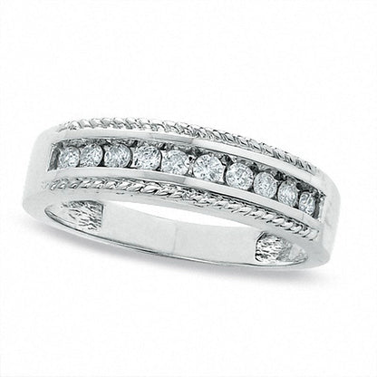 Ladies' 0.25 CT. T.W. Natural Diamond Wedding Band in Solid 14K White Gold