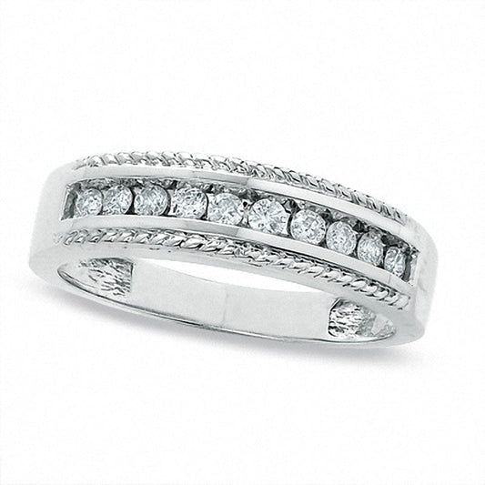 Ladies' 0.25 CT. T.W. Natural Diamond Wedding Band in Solid 14K White Gold