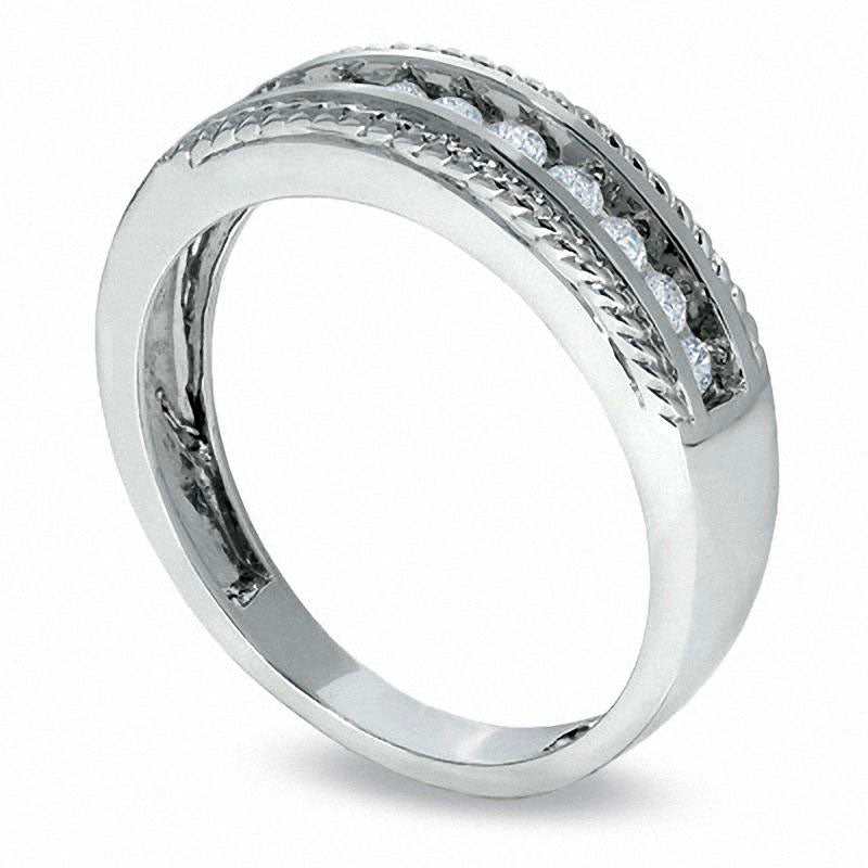 Ladies' 0.25 CT. T.W. Natural Diamond Wedding Band in Solid 14K White Gold