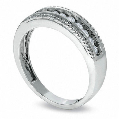 Ladies' 0.25 CT. T.W. Natural Diamond Wedding Band in Solid 14K White Gold