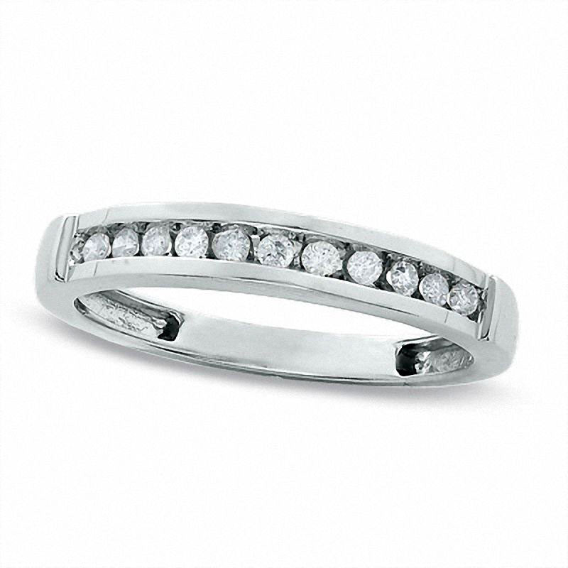 Ladies' 0.17 CT. T.W. Natural Diamond Wedding Band in Solid 10K White Gold