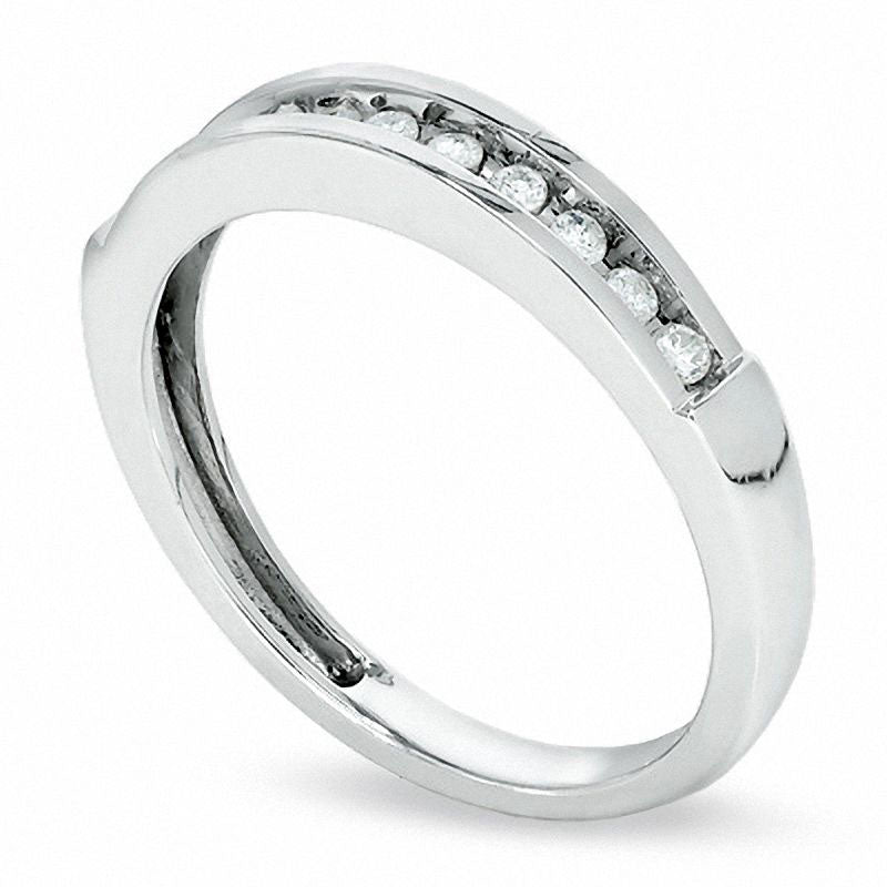 Ladies' 0.17 CT. T.W. Natural Diamond Wedding Band in Solid 10K White Gold