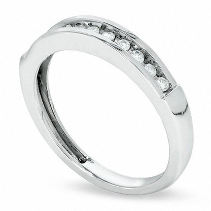 Ladies' 0.17 CT. T.W. Natural Diamond Wedding Band in Solid 10K White Gold