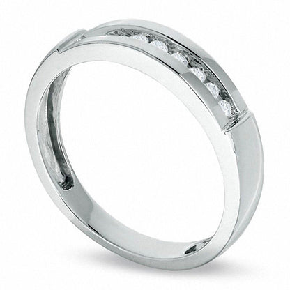 Men's 0.20 CT. T.W. Natural Diamond Wedding Band in Solid 10K White Gold