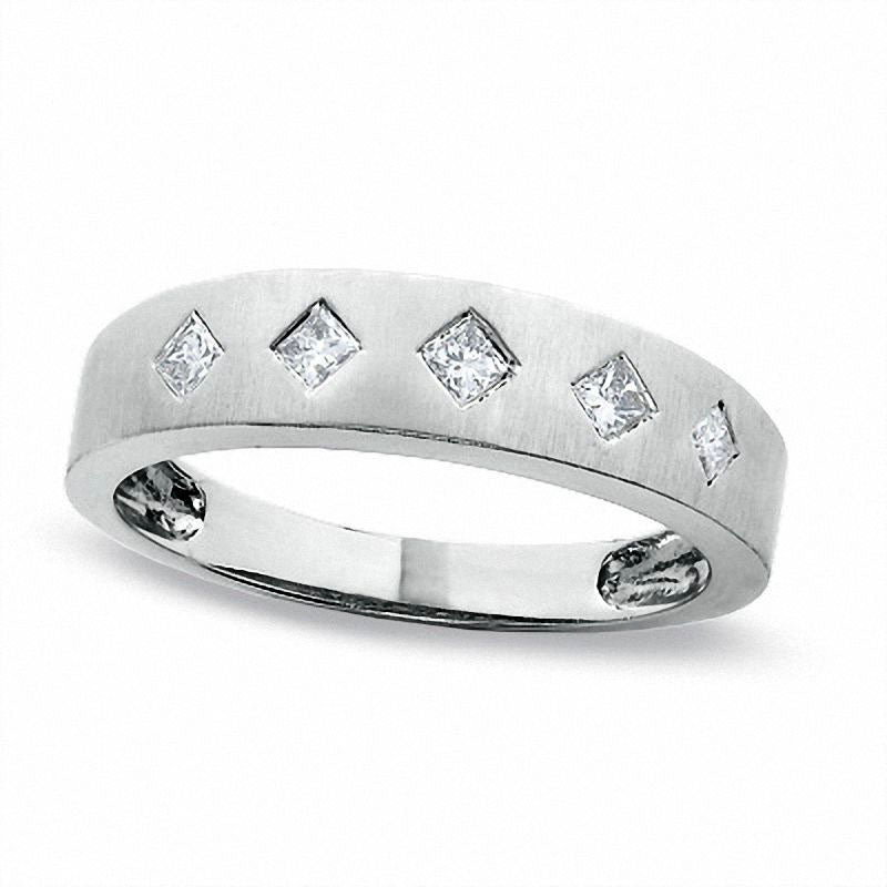 Ladies' 0.20 CT. T.W. Princess-Cut Natural Diamond Wedding Band in Solid 14K White Gold