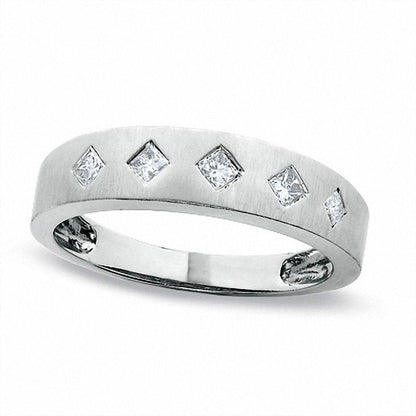 Ladies' 0.20 CT. T.W. Princess-Cut Natural Diamond Wedding Band in Solid 14K White Gold
