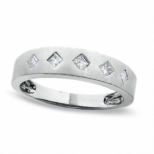 Ladies' 0.20 CT. T.W. Princess-Cut Natural Diamond Wedding Band in Solid 14K White Gold