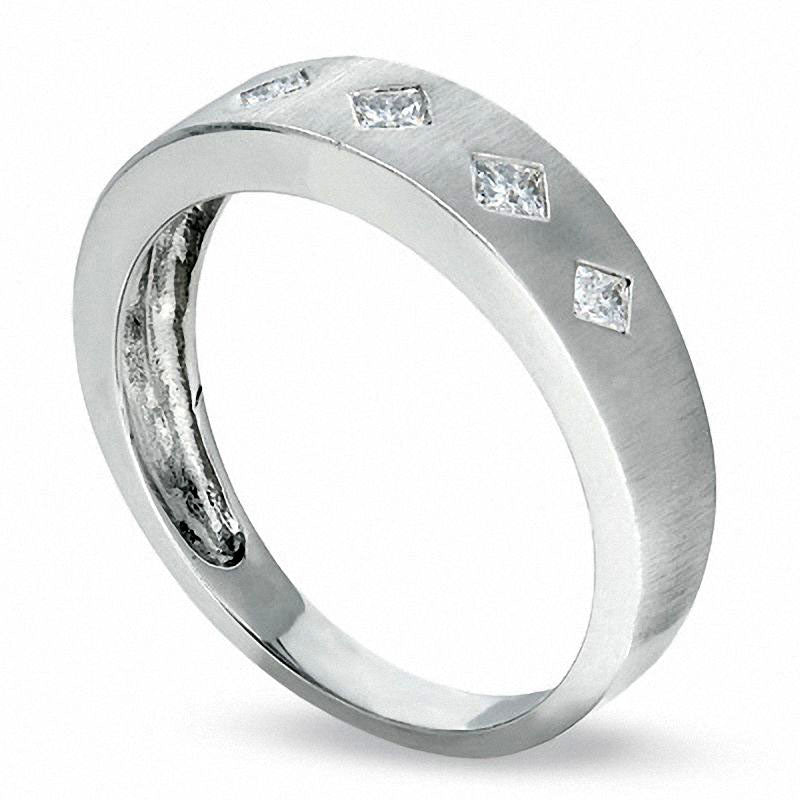 Ladies' 0.20 CT. T.W. Princess-Cut Natural Diamond Wedding Band in Solid 14K White Gold