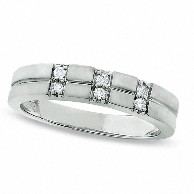 Ladies' Natural Diamond Accent Wedding Band in Solid 10K White Gold