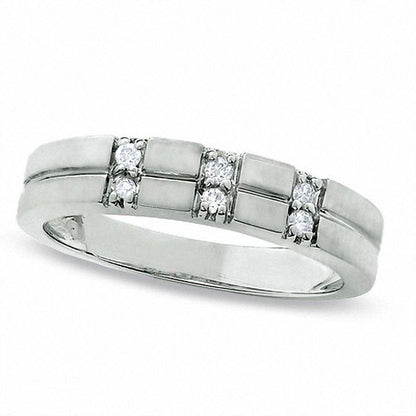 Ladies' Natural Diamond Accent Wedding Band in Solid 10K White Gold