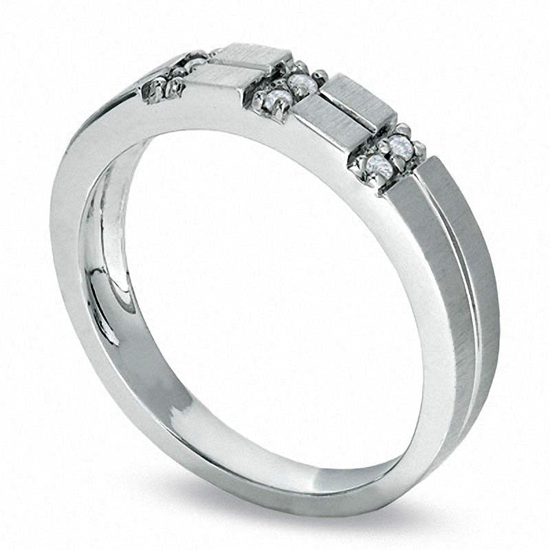 Ladies' Natural Diamond Accent Wedding Band in Solid 10K White Gold