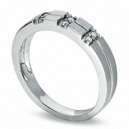 Ladies' Natural Diamond Accent Wedding Band in Solid 10K White Gold