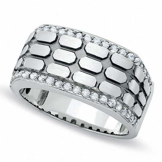 Men's 0.38 CT. T.W. Natural Diamond Brick Pattern Band in Solid 14K White Gold