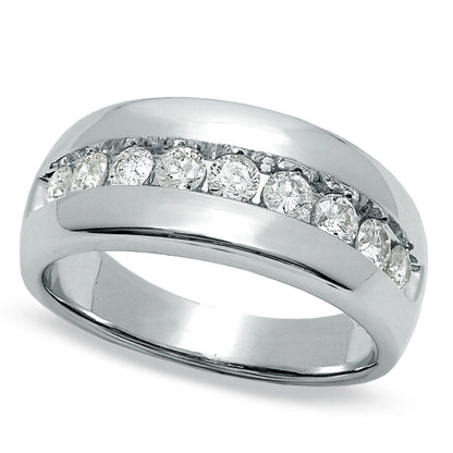 Men's 1.0 CT. T.W. Natural Diamond Wedding Band in Solid 14K White Gold