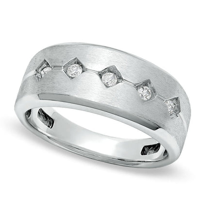 Men's 0.20 CT. T.W. Natural Diamond Five Stone Band in Solid 14K White Gold