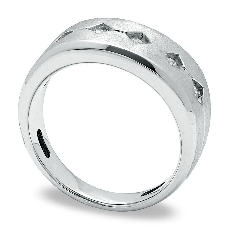 Men's 0.20 CT. T.W. Natural Diamond Five Stone Band in Solid 14K White Gold