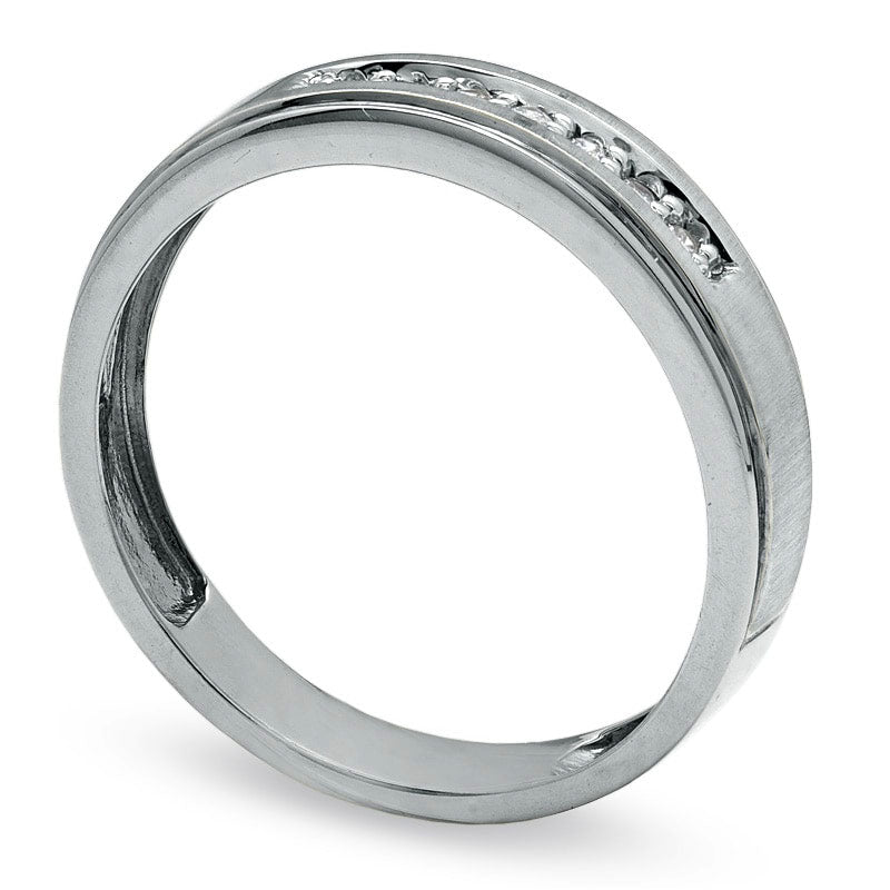 Ladies' Natural Diamond Accent Wedding Band in Solid 10K White Gold
