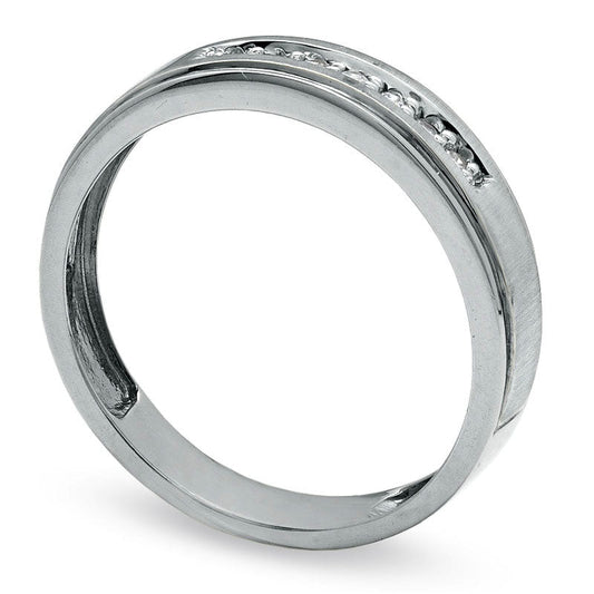 Ladies' Natural Diamond Accent Wedding Band in Solid 10K White Gold