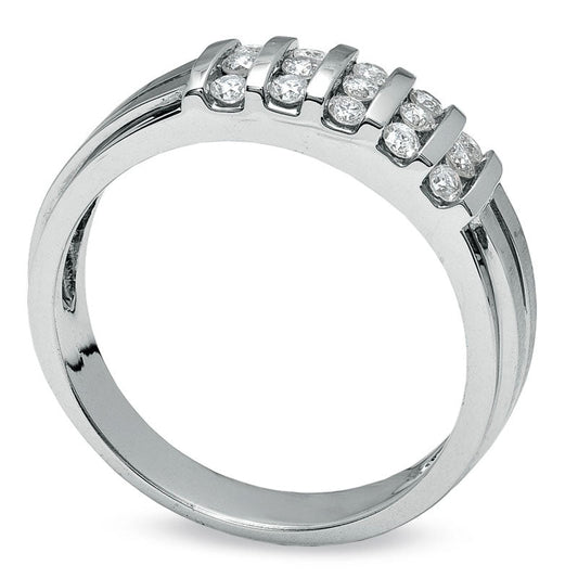 Men's 0.38 CT. T.W. Natural Diamond Wedding Band in Solid 14K White Gold