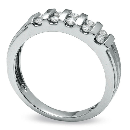 Ladies' 0.25 CT. T.W. Natural Diamond Wedding Band in Solid 14K White Gold