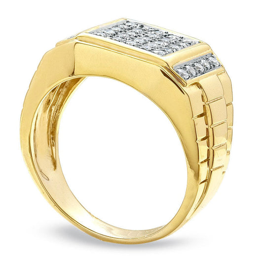 Men's 0.50 CT. T.W. Natural Diamond Pav? Square Band in Solid 14K Gold