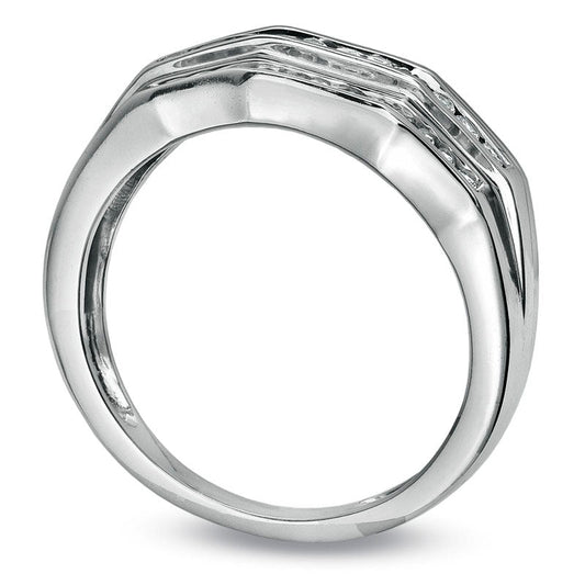 Men's 0.50 CT. T.W. Natural Diamond Triple Row Band in Solid 10K White Gold