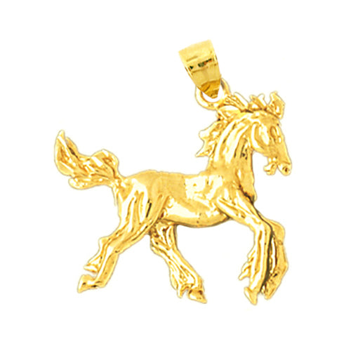 14K Gold 3 Dimensional Horse Pendant