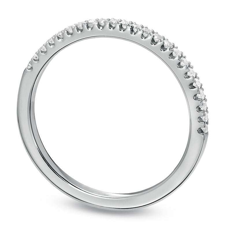 Ladies' 0.17 CT. T.W. Natural Diamond Wedding Band in Solid 14K White Gold