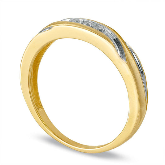 Ladies' Natural Diamond Accent Swirl Wedding Band in Solid 10K Yellow Gold