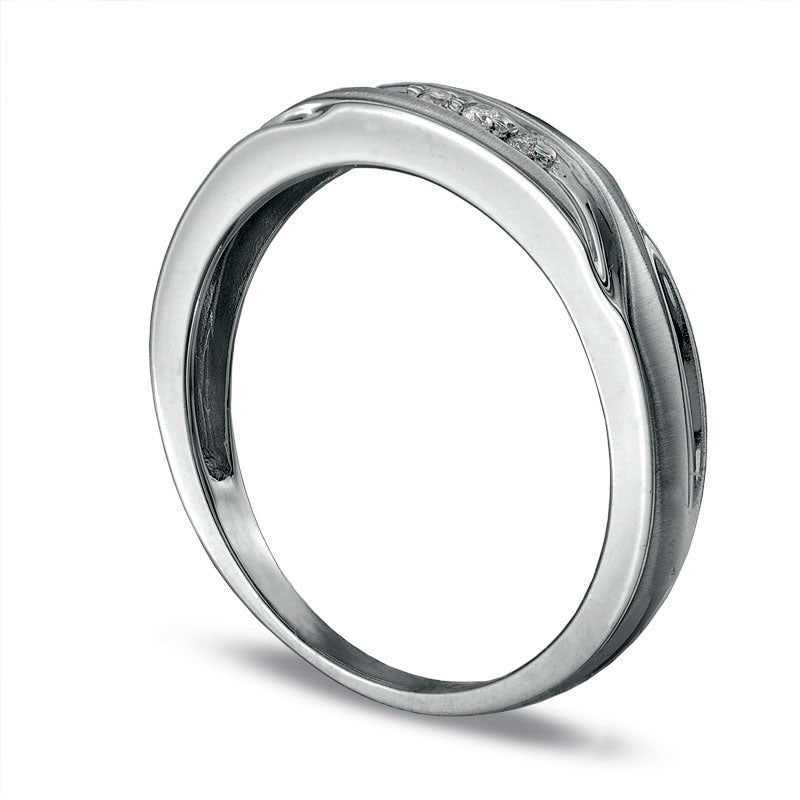Ladies' Natural Diamond Accent Wedding Band in Solid 10K White Gold