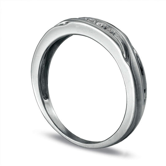 Ladies' Natural Diamond Accent Wedding Band in Solid 10K White Gold