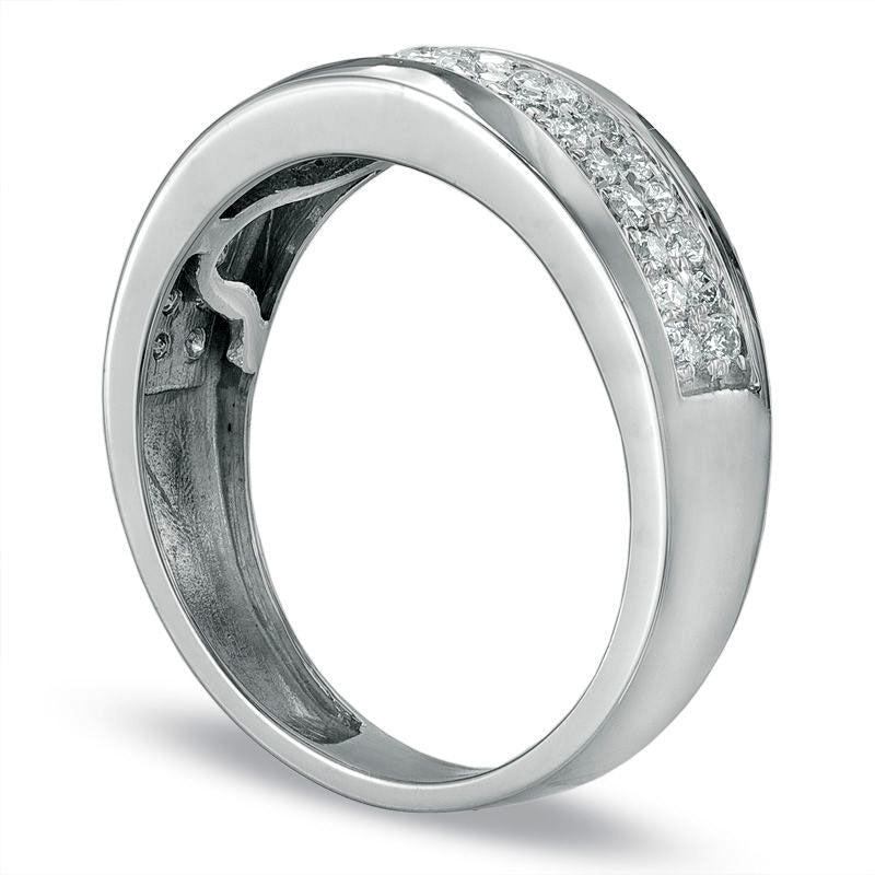 Ladies' 0.38 CT. T.W. Natural Diamond Wedding Band in Solid 10K White Gold