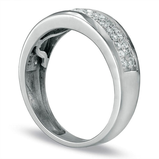 Ladies' 0.38 CT. T.W. Natural Diamond Wedding Band in Solid 10K White Gold