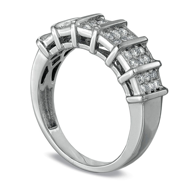 Ladies' 0.38 CT. T.W. Natural Diamond Wedding Band in Solid 10K White Gold