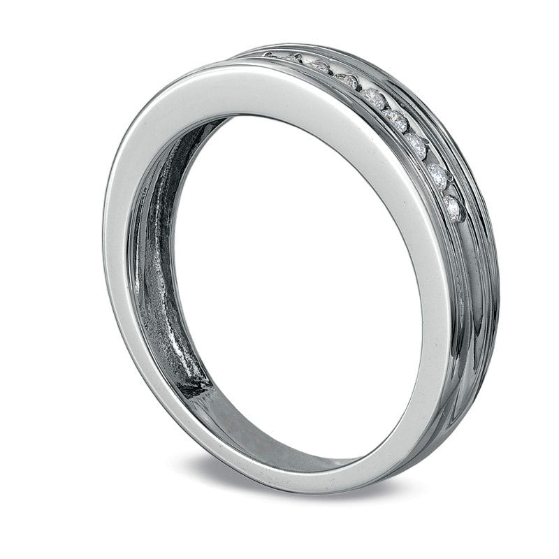 Ladies' 0.13 CT. T.W. Natural Diamond Wedding Band in Solid 10K White Gold