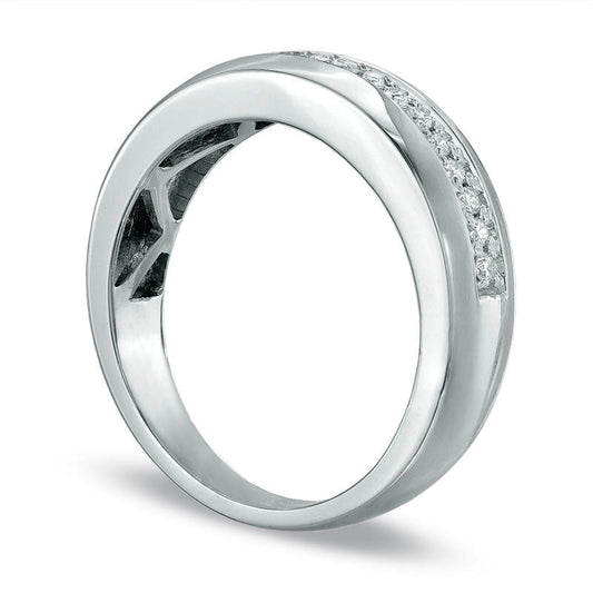 Ladies' 0.17 CT. T.W. Natural Diamond Wedding Band in Solid 10K White Gold