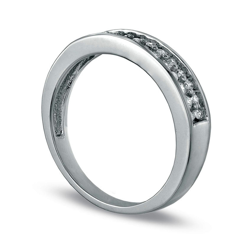 Ladies' 0.25 CT. T.W. Natural Diamond Wedding Band in Solid 10K White Gold